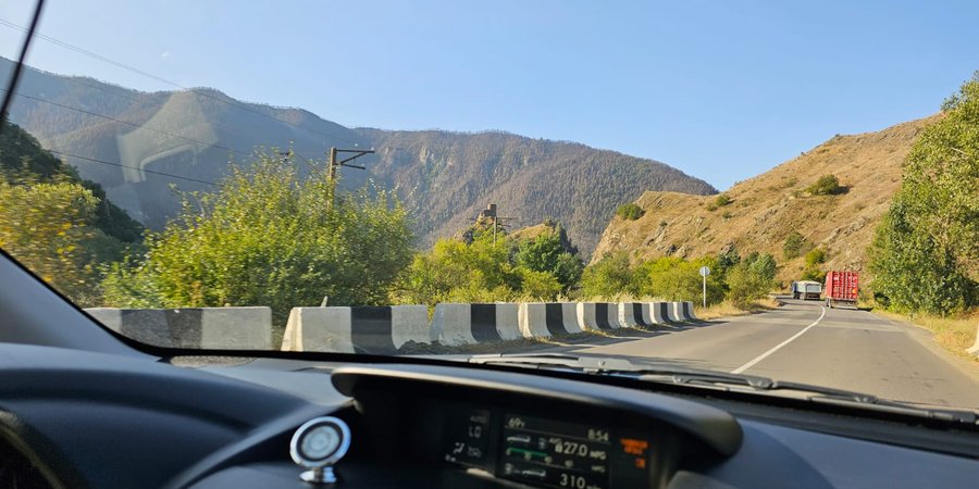 Road through Caucasus mountains in Georgia