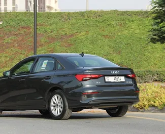 在 阿联酋 租赁 Audi A3 Sedan 2023 汽车，特点包括 ✓ 使用 Petrol 燃料和 225 马力 ➤ 起价 200 AED 每天。