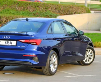 在 阿联酋 租赁 Audi A3 Sedan 2023 汽车，特点包括 ✓ 使用 Petrol 燃料和 225 马力 ➤ 起价 242 AED 每天。