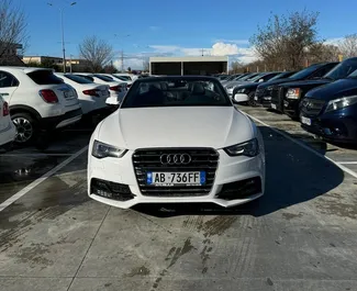 租赁 Audi A5 Cabrio 的正面视图，地拉那机场, 阿尔巴尼亚 ✓ 汽车编号 #11586。✓ Manual 变速箱 ✓ 2 评论。