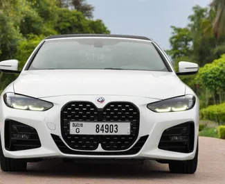 租赁 BMW 420i Cabrio 的正面视图，在迪拜, 阿联酋 ✓ 汽车编号 #15321。✓ Automatic 变速箱 ✓ 0 评论。